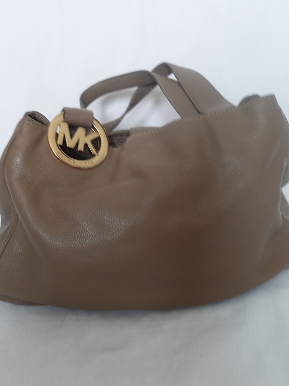 Michael Kors Purse Brown Pebble Leather Hobo Handbag Satchel Gold Accents